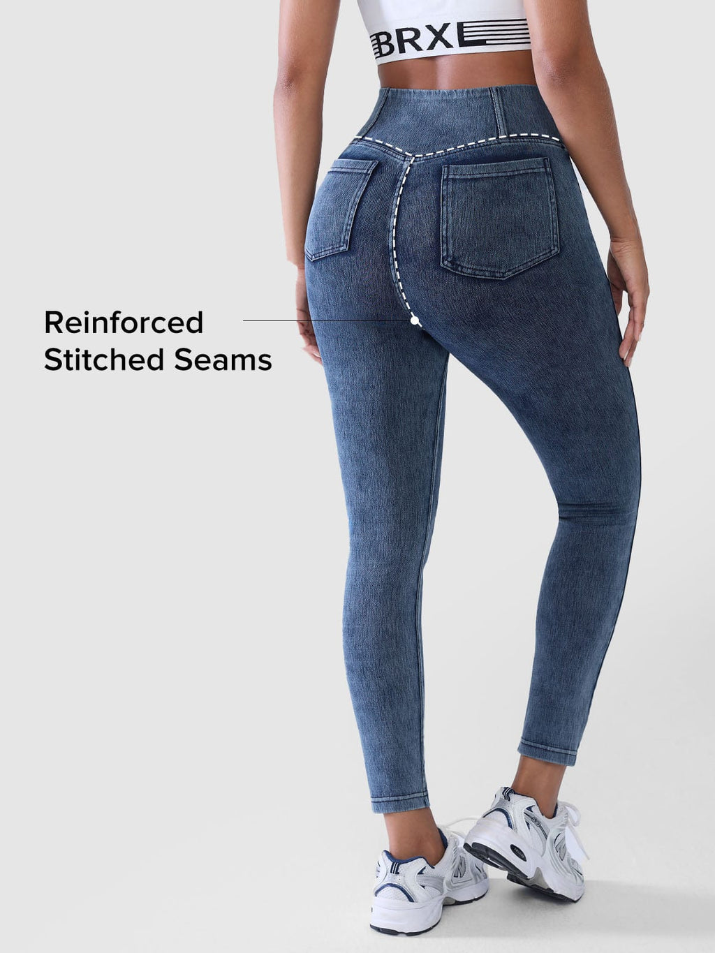 SHAPECURVE Crossover Denim Leggings with Side Pockets – Sculpting, Contouring Fit
