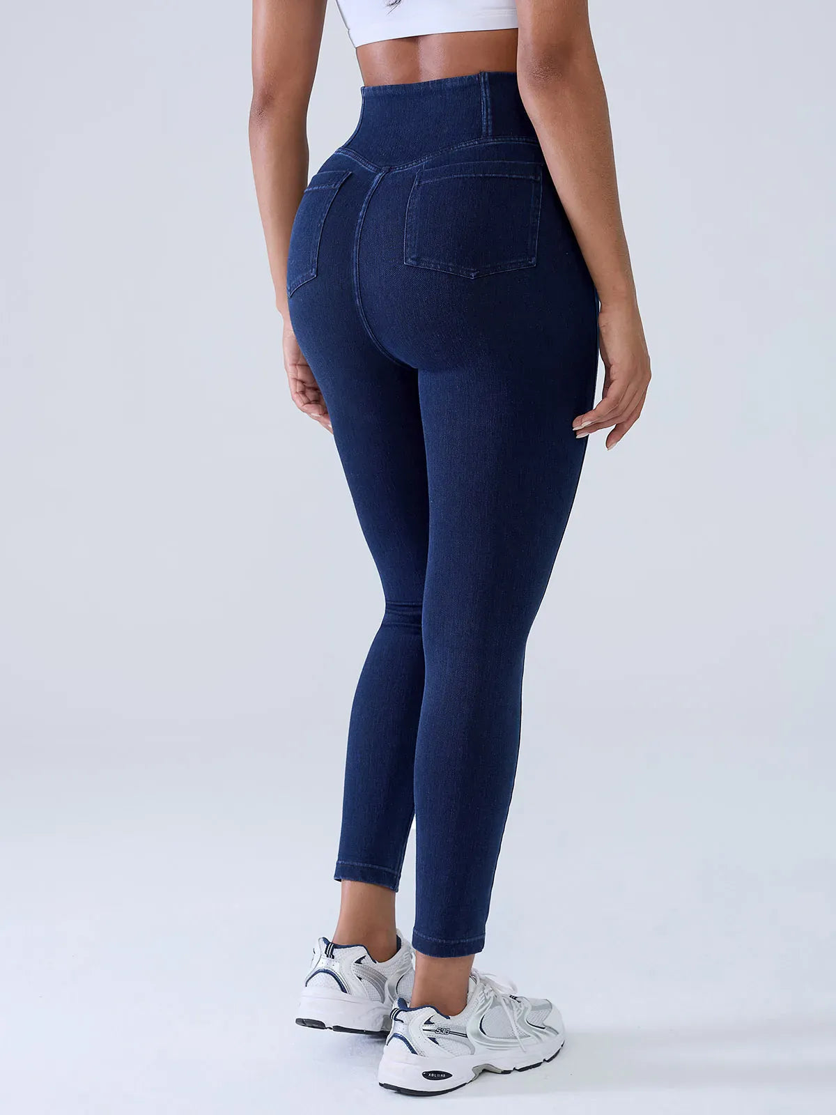 SHAPECURVE Crossover Denim Leggings with Side Pockets – Sculpting, Contouring Fit