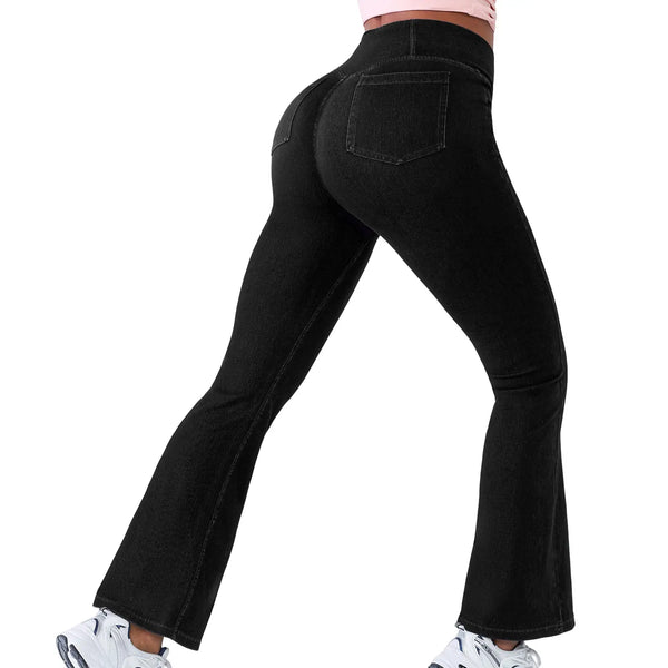 SHAPECURVE Crossover Denim Leggings with Side Pockets – Sculpting, Contouring Fit