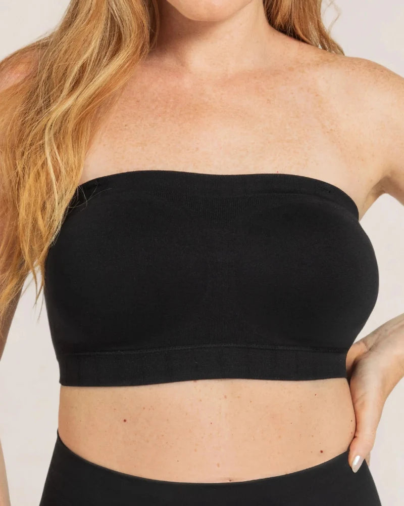 Convertible Strapless Bandeau Bra with Wireless Comfort, Anti-Slip Grip & Detachable Straps