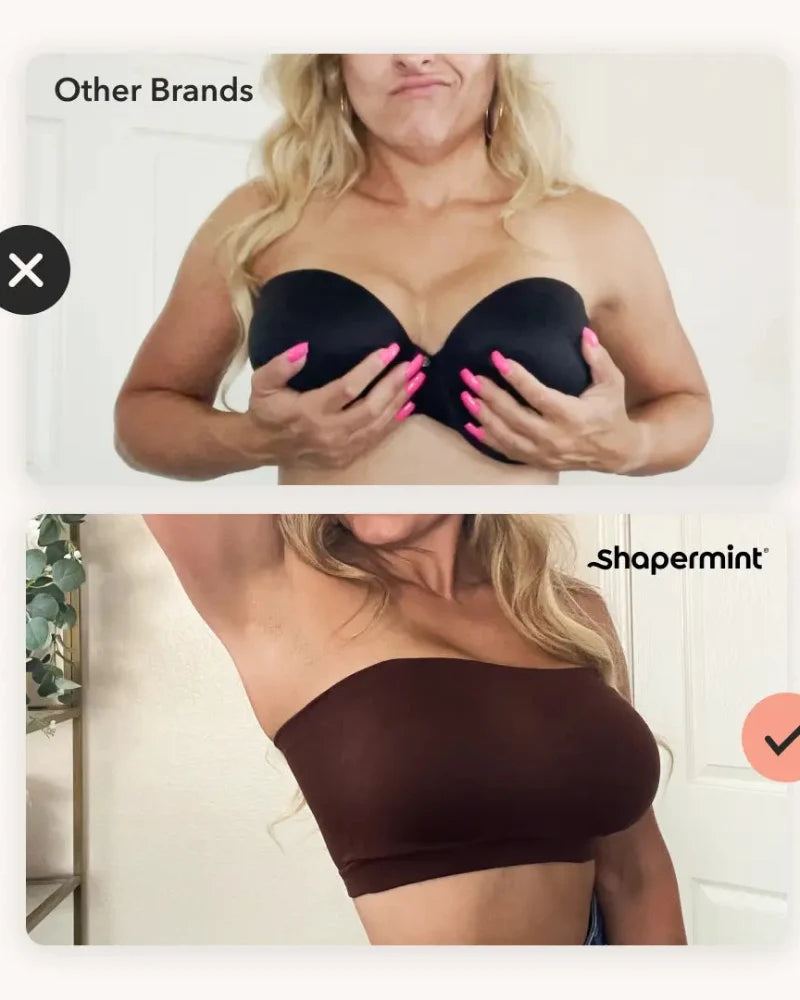 Convertible Strapless Bandeau Bra with Wireless Comfort, Anti-Slip Grip & Detachable Straps