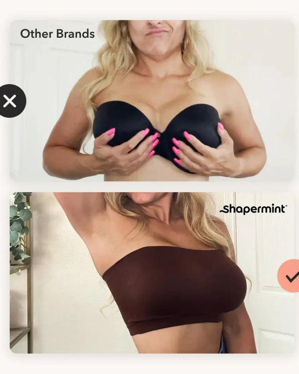 Convertible Strapless Bandeau Bra with Wireless Comfort, Anti-Slip Grip & Detachable Straps