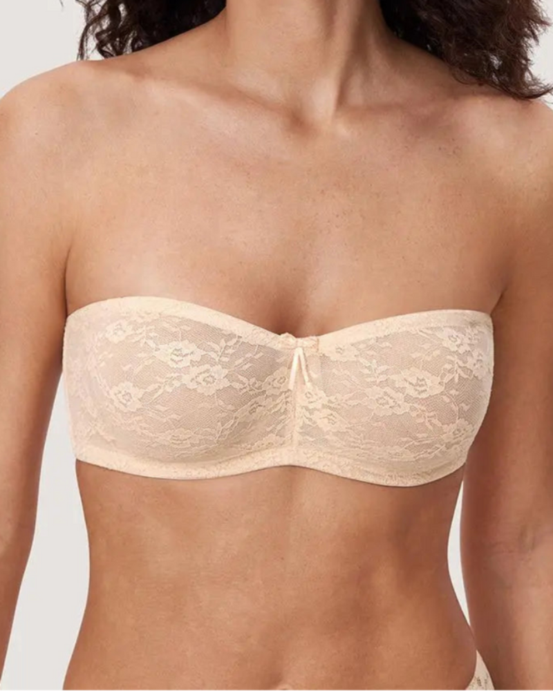 Women's Strapless Lace Underwire Bra, No Padding, Multiway Convertible Straps, See-Through
