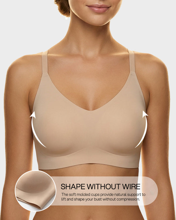 Wireless Seamless Lace Bralette with Soft Light Padding