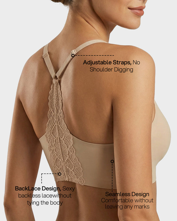 Wireless Seamless Lace Bralette with Soft Light Padding