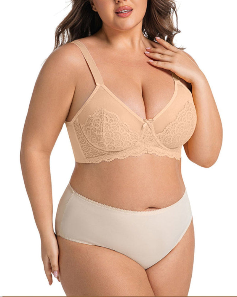 Full-Coverage Lace Minimizer Bra for a Sleek, Sculpted Silhouette