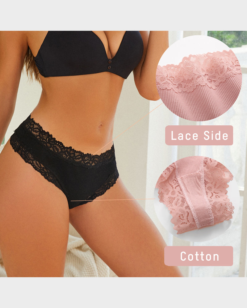 Women's Cotton Lace-Trim Low-Rise Panties