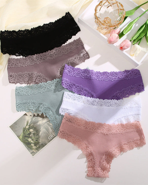 Women's Cotton Lace-Trim Low-Rise Panties