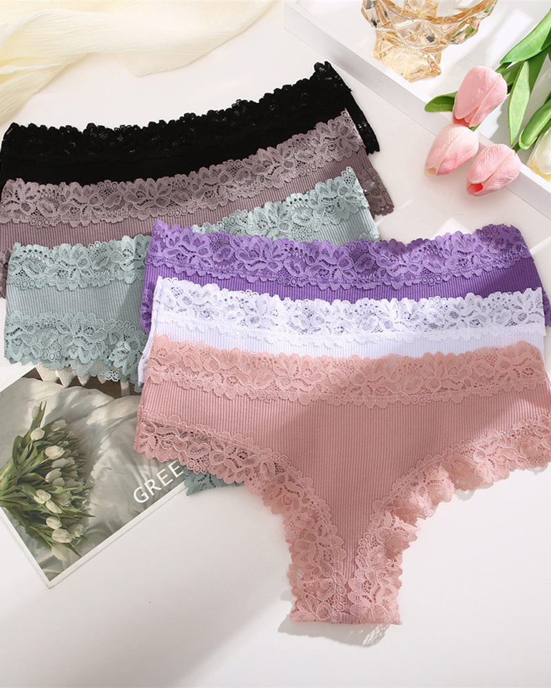 Women's Cotton Lace-Trim Low-Rise Panties