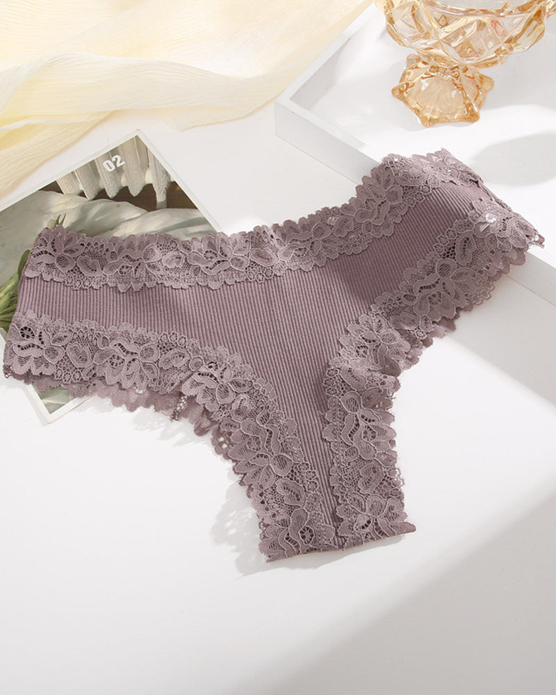 Women's Cotton Lace-Trim Low-Rise Panties