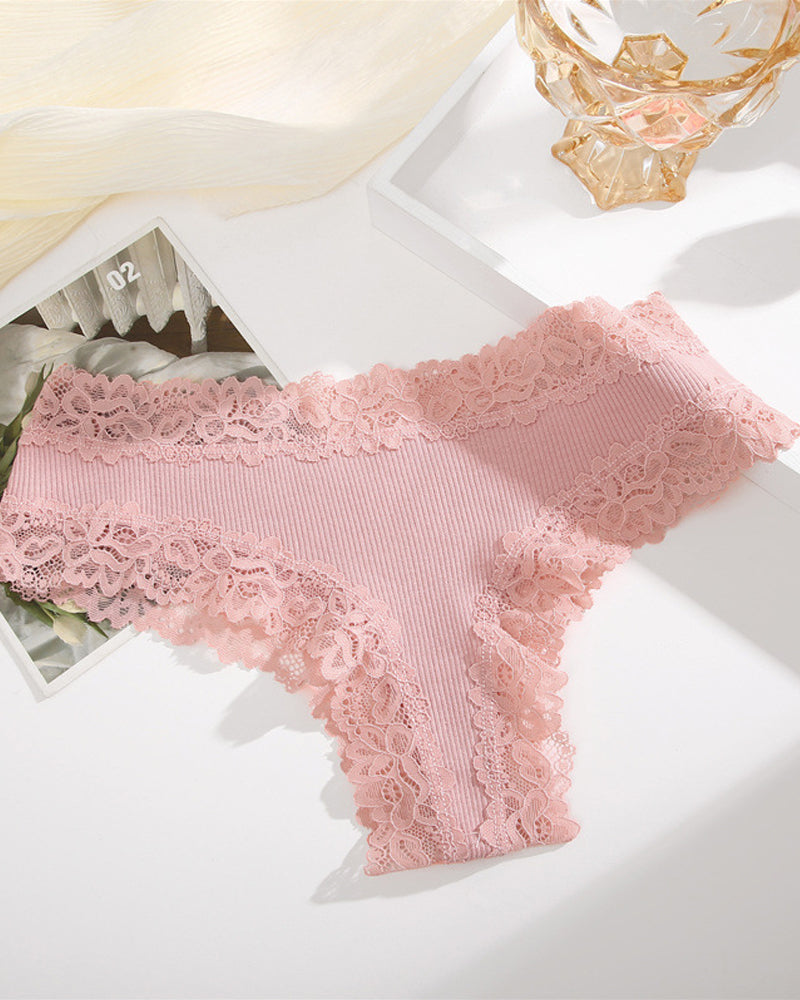 Women's Cotton Lace-Trim Low-Rise Panties