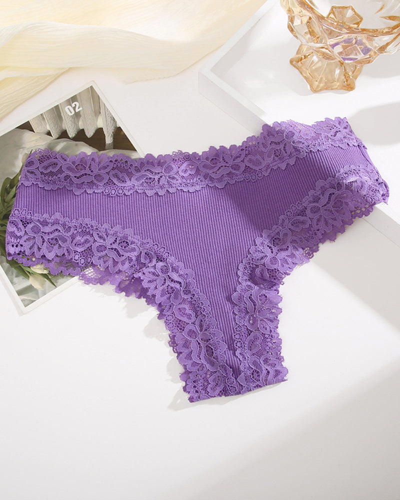 Women's Cotton Lace-Trim Low-Rise Panties