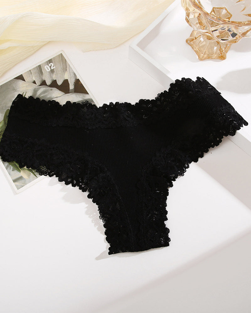 Women's Cotton Lace-Trim Low-Rise Panties