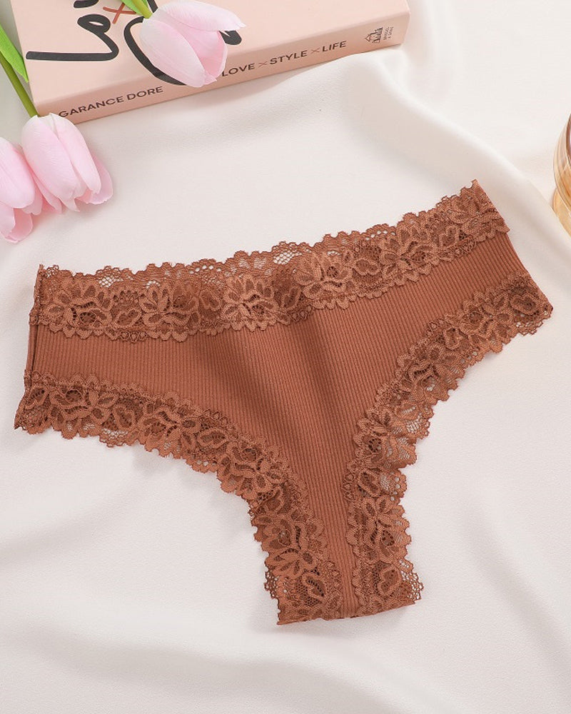 Women's Cotton Lace-Trim Low-Rise Panties