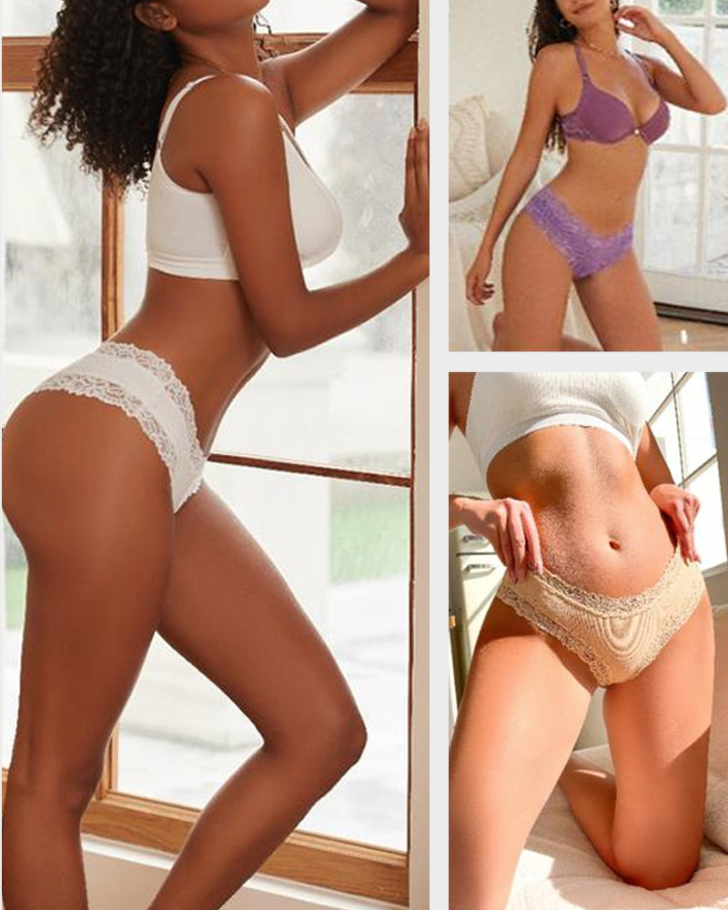 Women's Cotton Lace-Trim Low-Rise Panties
