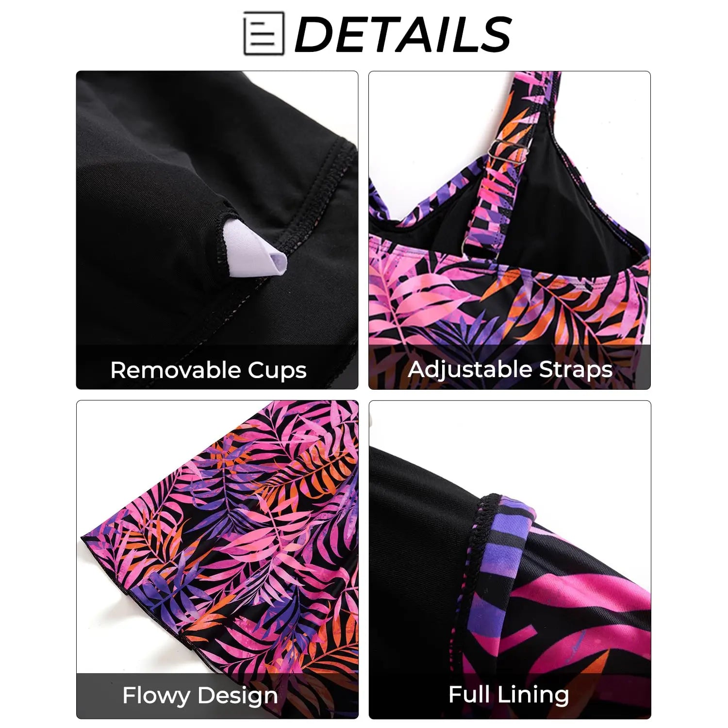 Plus-Size Tankini Swimsuit with Tummy Control and Shorts — Two-Piece Swim Dress