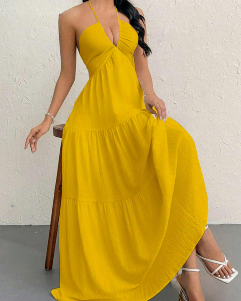Women's Summer Sleeveless A-Line Dress - Loose Fit, Solid Color