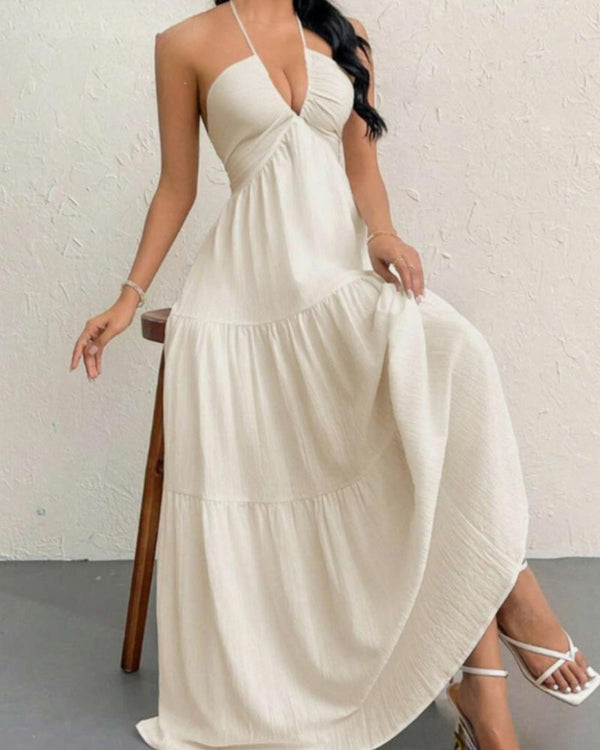 Women's Summer Sleeveless A-Line Dress - Loose Fit, Solid Color