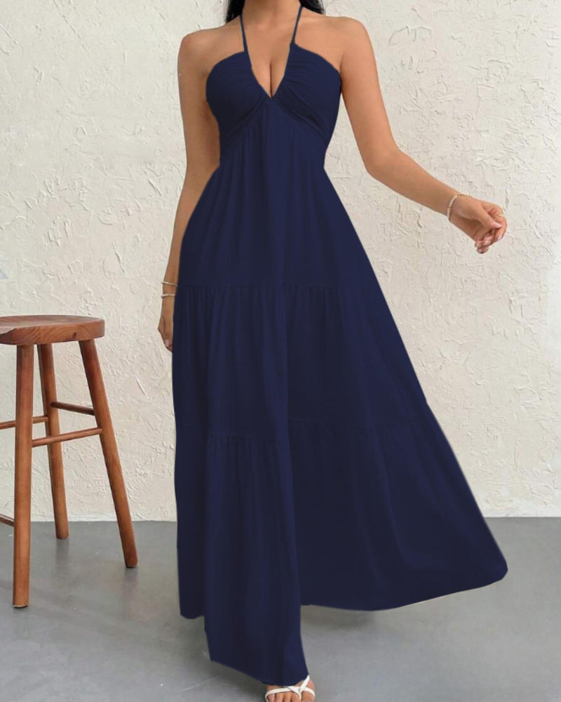 Women's Summer Sleeveless A-Line Dress - Loose Fit, Solid Color