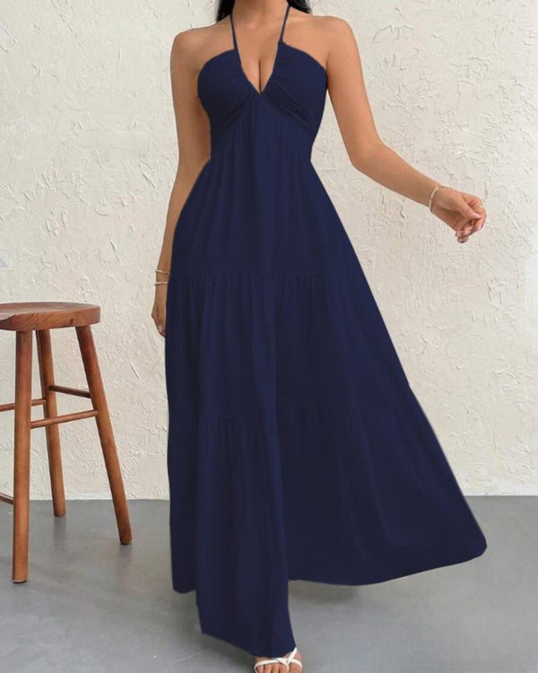 Women's Summer Sleeveless A-Line Dress - Loose Fit, Solid Color