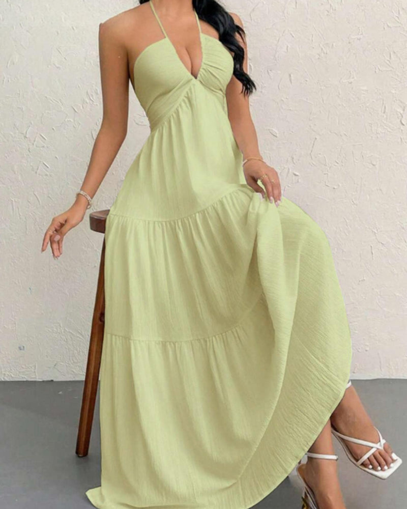 Women's Summer Sleeveless A-Line Dress - Loose Fit, Solid Color