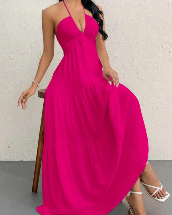 Women's Summer Sleeveless A-Line Dress - Loose Fit, Solid Color