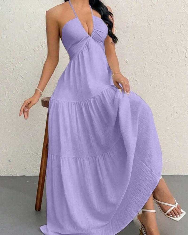 Women's Summer Sleeveless A-Line Dress - Loose Fit, Solid Color