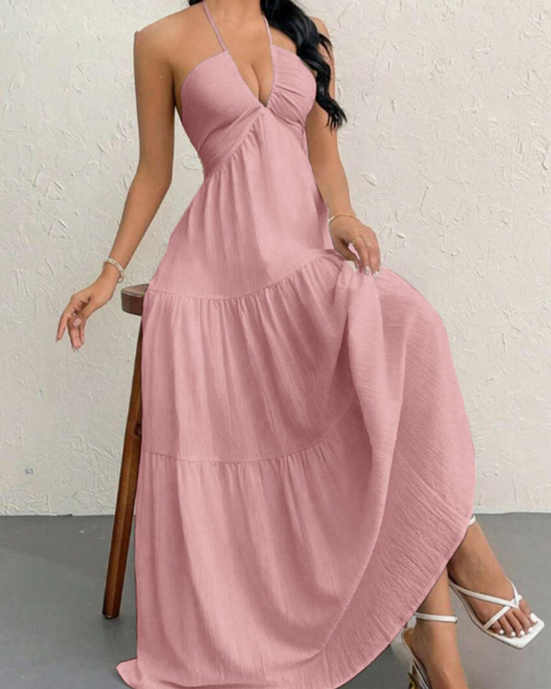 Women's Summer Sleeveless A-Line Dress - Loose Fit, Solid Color