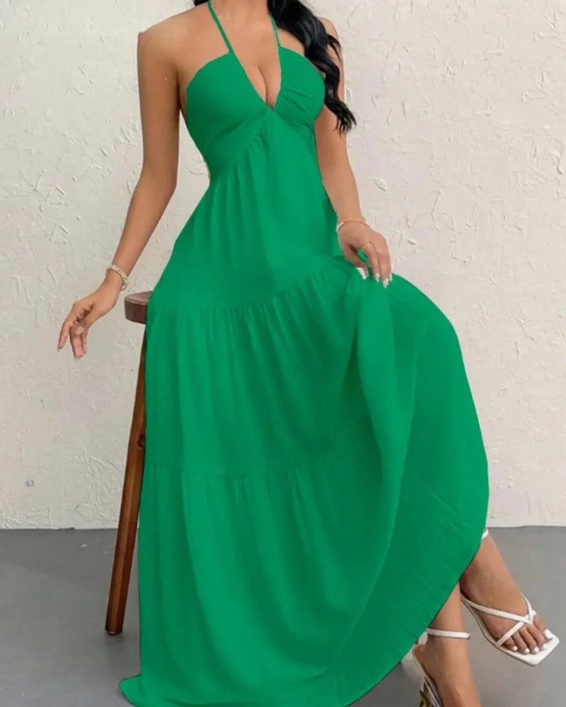 Women's Summer Sleeveless A-Line Dress - Loose Fit, Solid Color