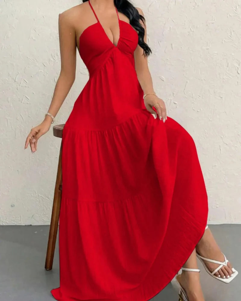 Women's Summer Sleeveless A-Line Dress - Loose Fit, Solid Color