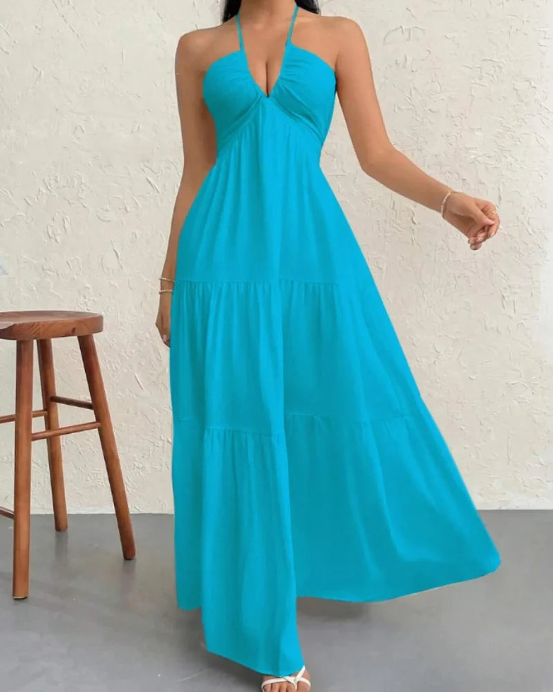 Women's Summer Sleeveless A-Line Dress - Loose Fit, Solid Color