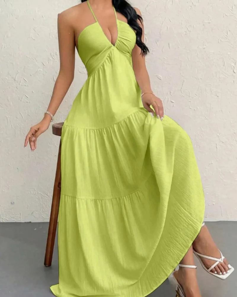 Women's Summer Sleeveless A-Line Dress - Loose Fit, Solid Color