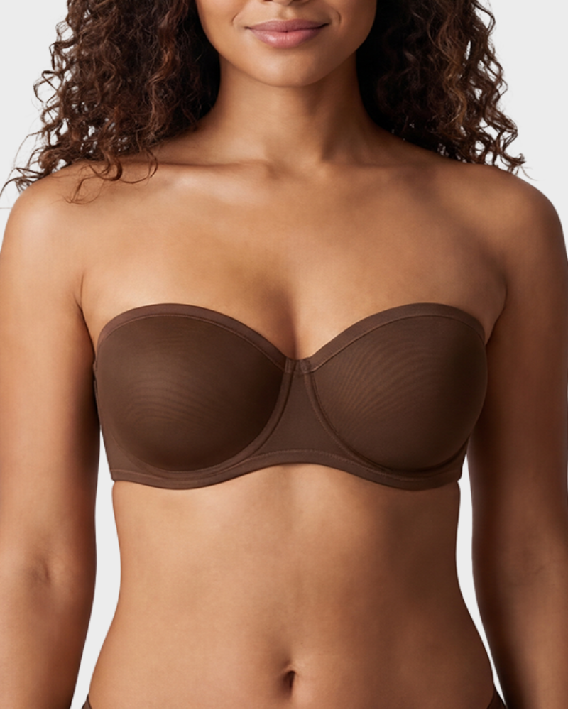 Strapless Mesh Underwire Balconette Bra - Flattering Lift and All-Day Support