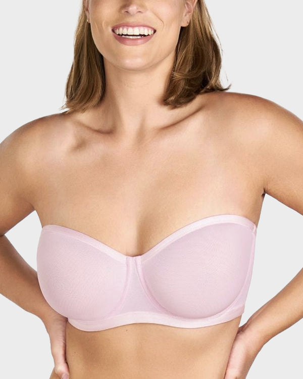 Strapless Mesh Underwire Balconette Bra - Flattering Lift and All-Day Support