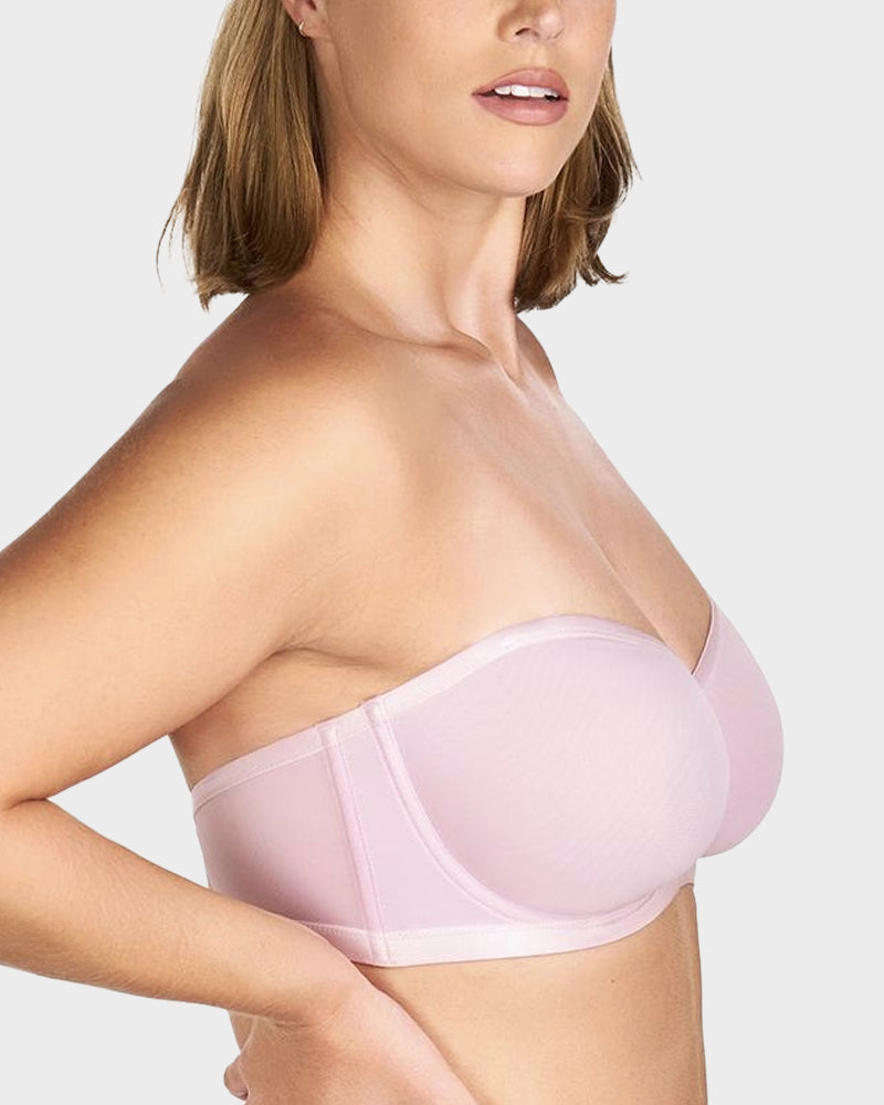 Strapless Mesh Underwire Balconette Bra - Flattering Lift and All-Day Support