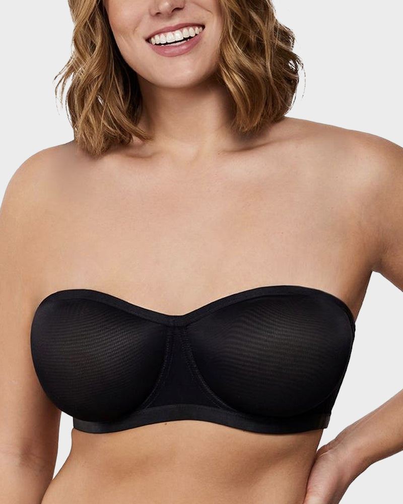 Strapless Mesh Underwire Balconette Bra - Flattering Lift and All-Day Support