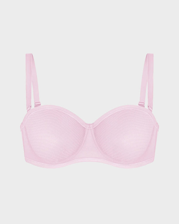 Strapless Mesh Underwire Balconette Bra - Flattering Lift and All-Day Support