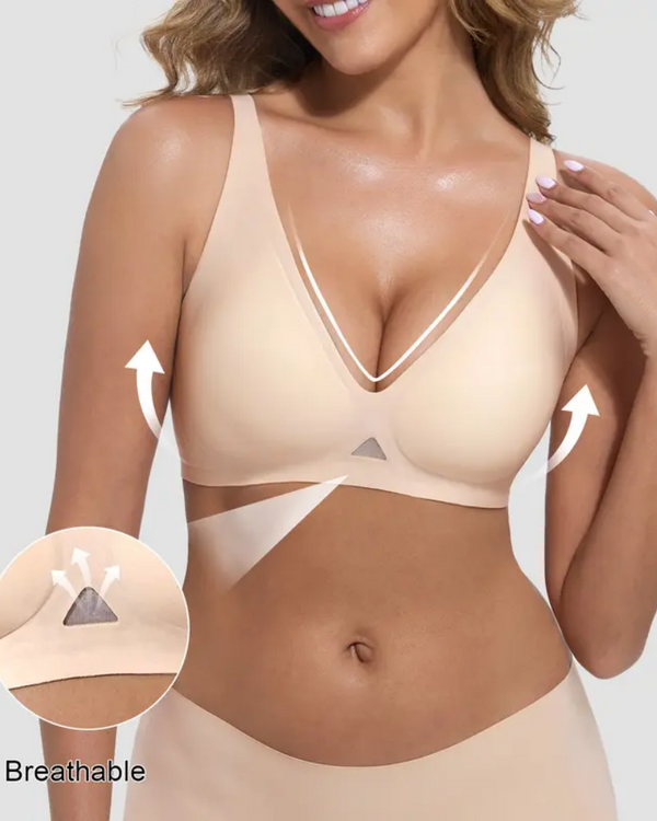 Jelly Soft Wireless Deep-V Lift Bra - All-Day Comfort & Support
