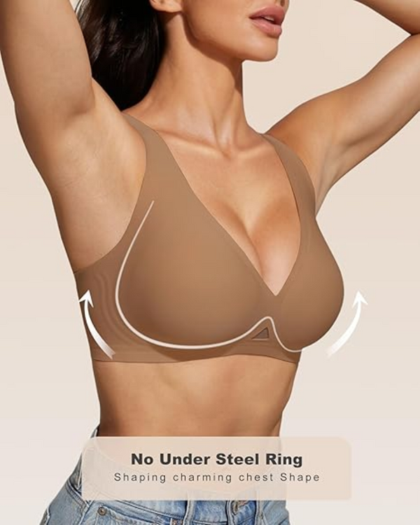 Jelly Soft Wireless Deep-V Lift Bra - All-Day Comfort & Support