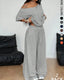 Chic Women's Off-Shoulder Tee & Wide-Leg Pants 2-Piece Set