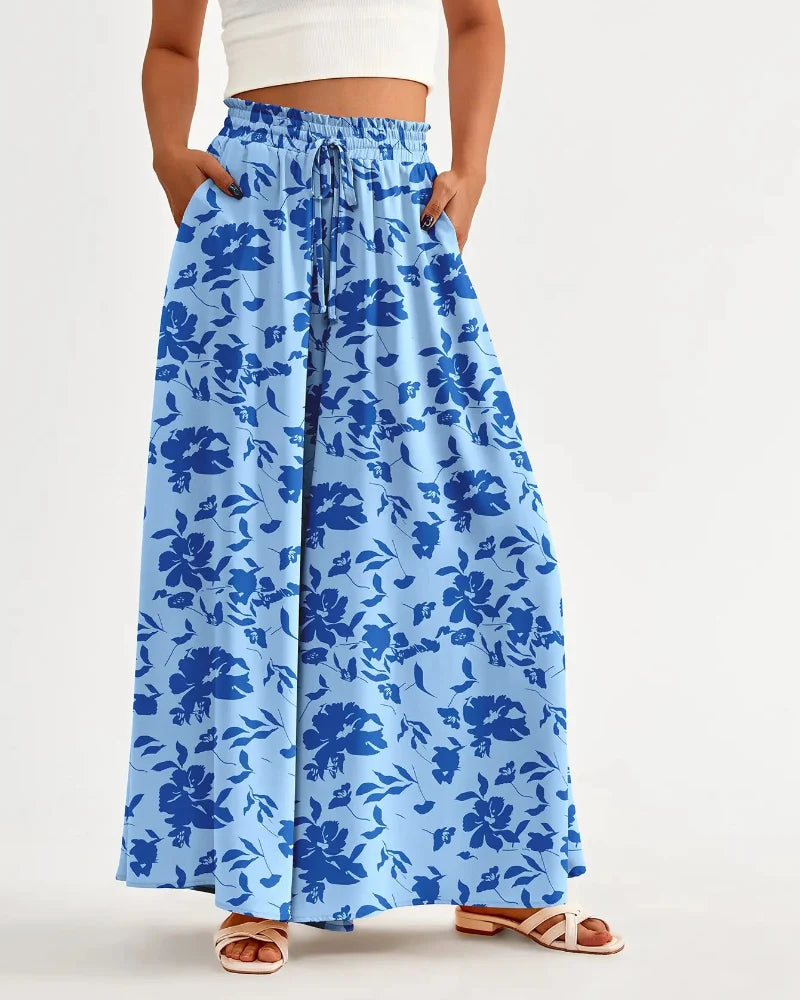Chic Women's High-Waist Wide-Leg Palazzo Pants with Pockets
