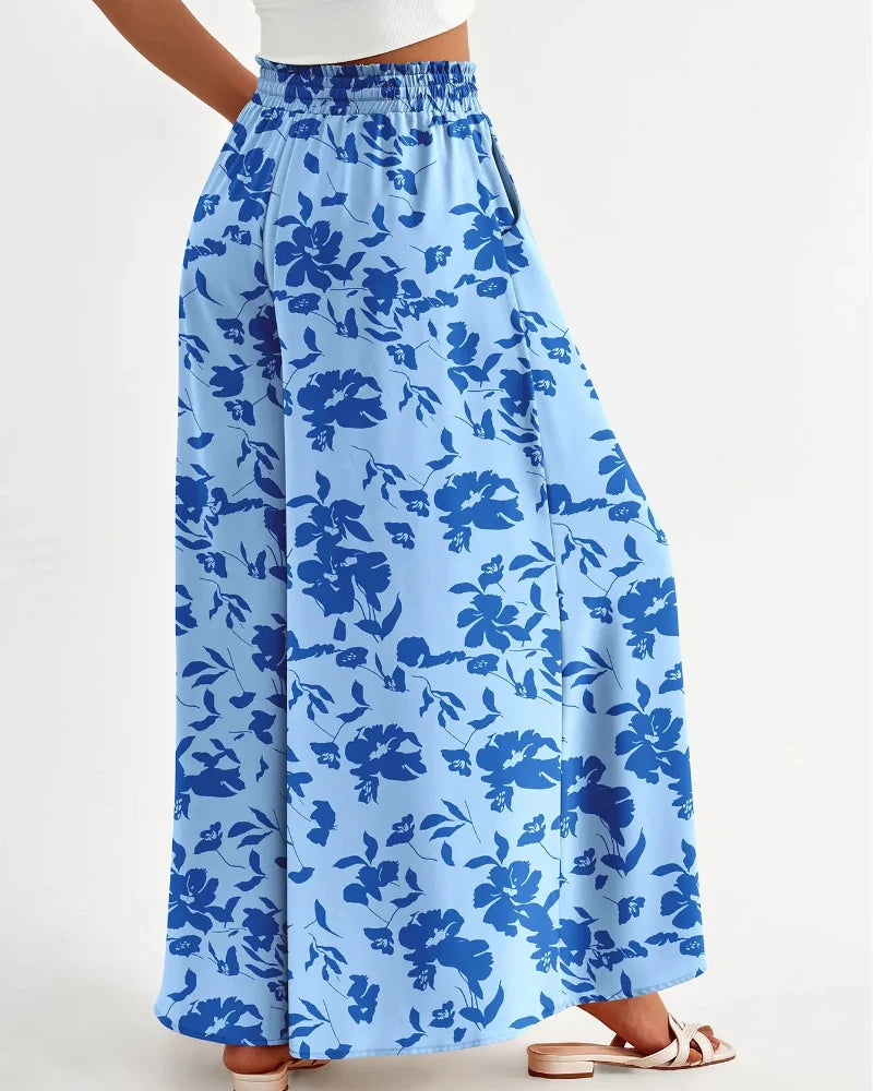 Chic Women's High-Waist Wide-Leg Palazzo Pants with Pockets