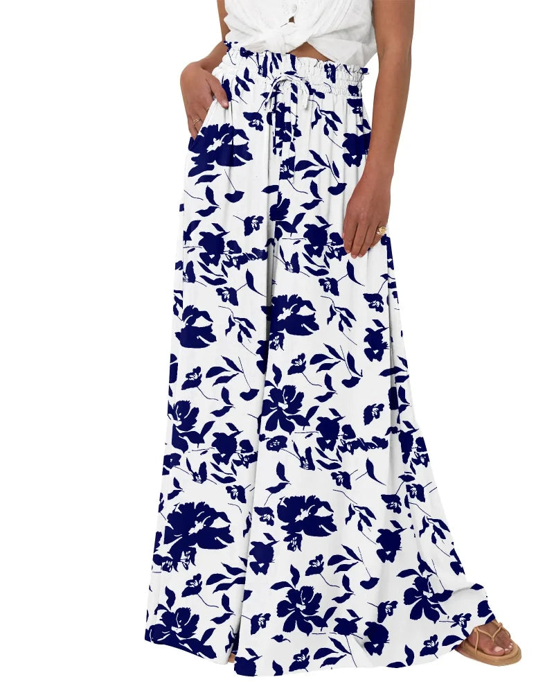 Chic Women's High-Waist Wide-Leg Palazzo Pants with Pockets