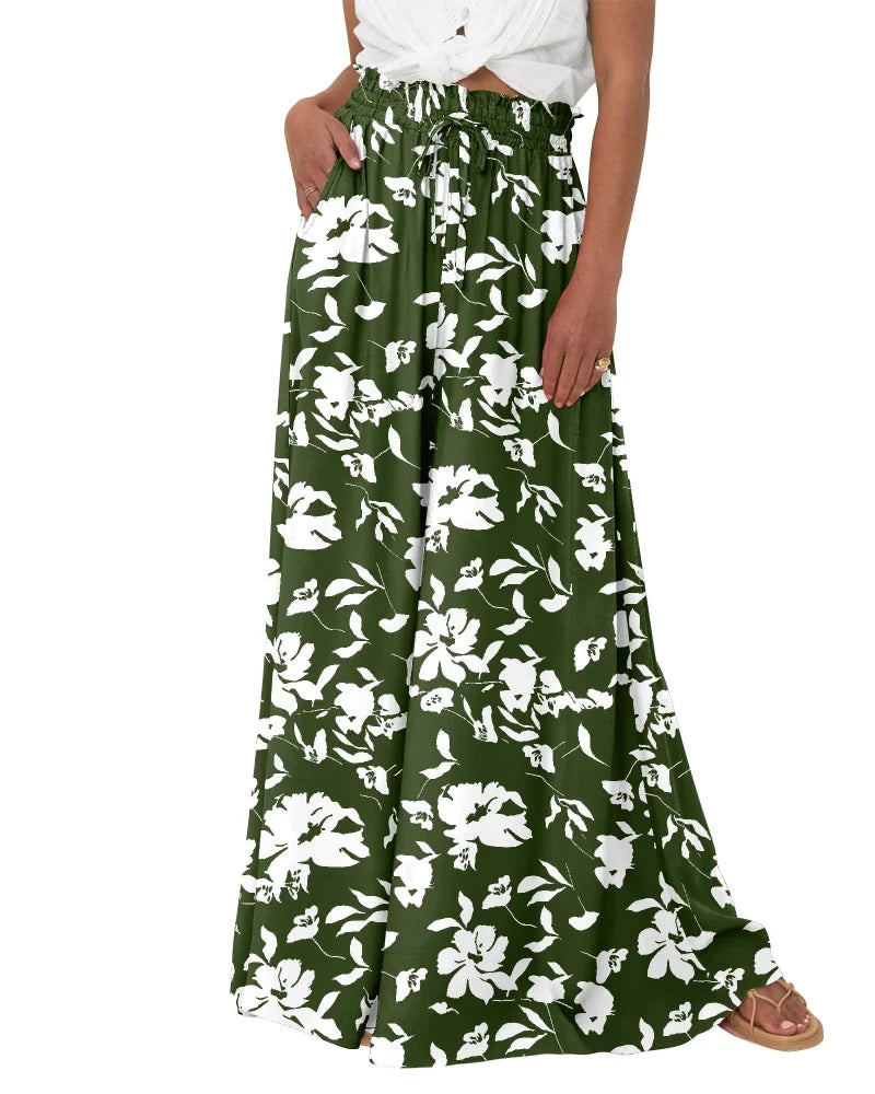 Chic Women's High-Waist Wide-Leg Palazzo Pants with Pockets