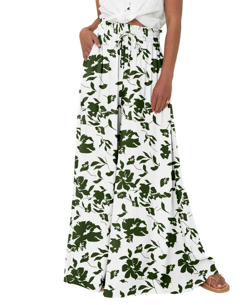 Chic Women's High-Waist Wide-Leg Palazzo Pants with Pockets