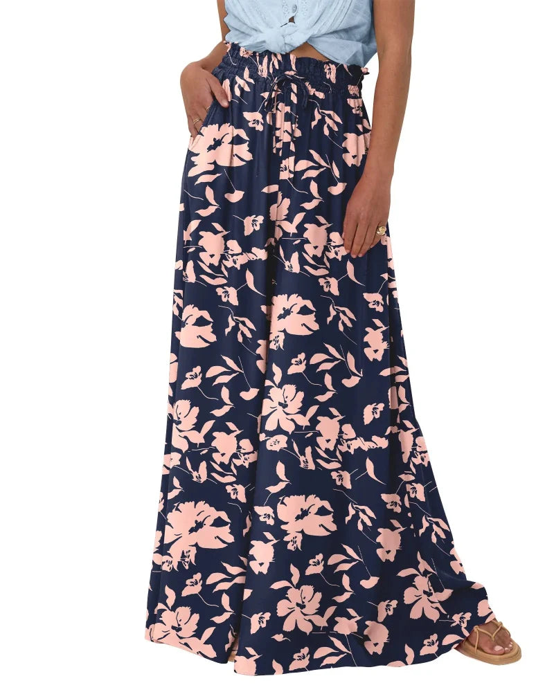 Chic Women's High-Waist Wide-Leg Palazzo Pants with Pockets