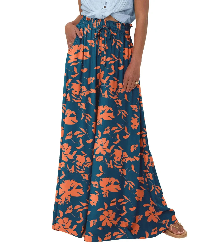 Chic Women's High-Waist Wide-Leg Palazzo Pants with Pockets