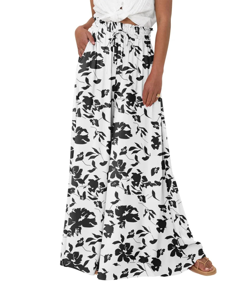Chic Women's High-Waist Wide-Leg Palazzo Pants with Pockets