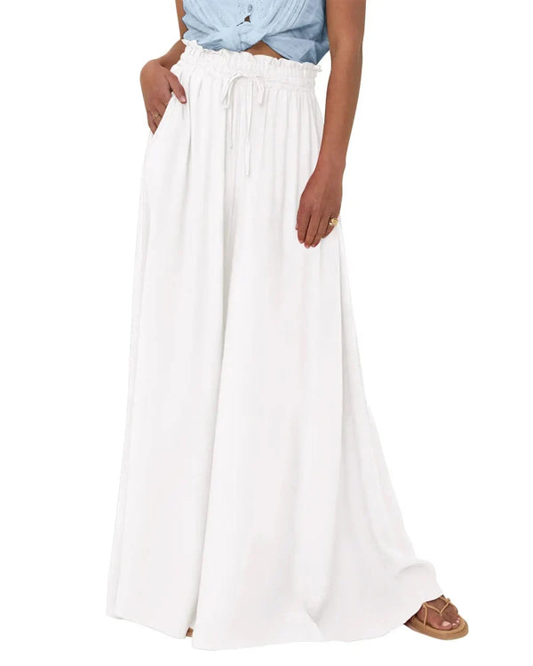 Chic Women's High-Waist Wide-Leg Palazzo Pants with Pockets