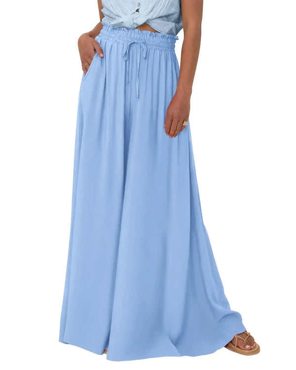 Chic Women's High-Waist Wide-Leg Palazzo Pants with Pockets